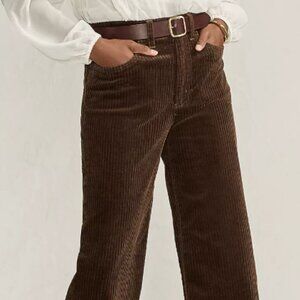 Lands End Women's High Rise Wide Leg Corduroy Pants - rich coffee - size 2